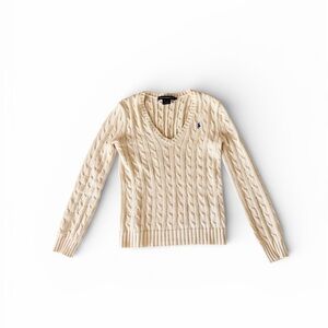 Ralph Lauren Cream V-Neck Knit Sweater